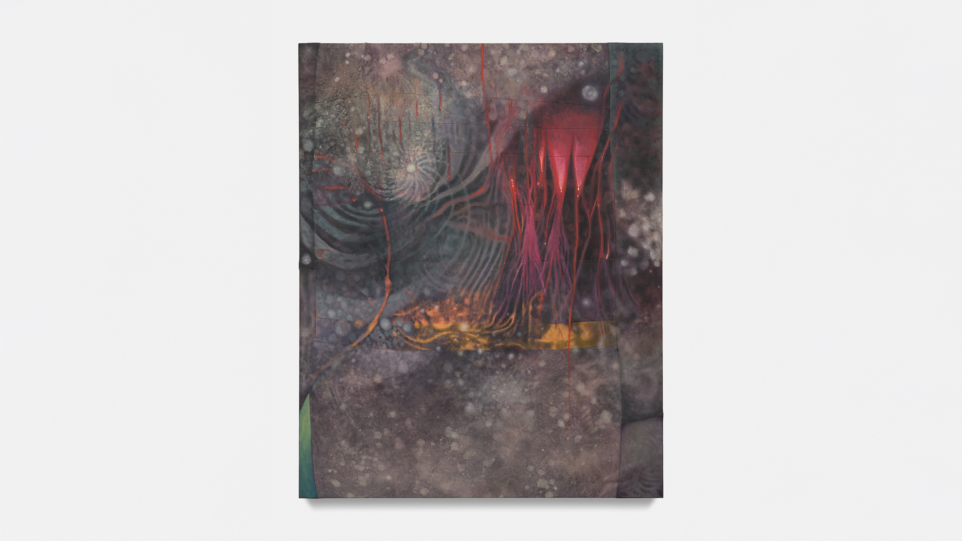 Noah Schneiderman (b. 1996) Visitor Map, 2024 Oil on sewn canvas with madder root, fustic, and logwood 60 x 48 in.